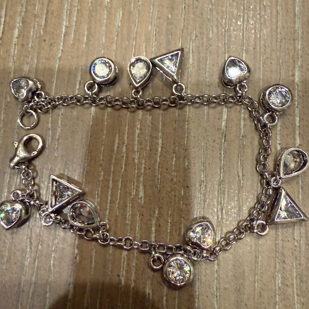 Sterling Silver CZ Charm Bracelet for small wrist - Picture 3 of 10